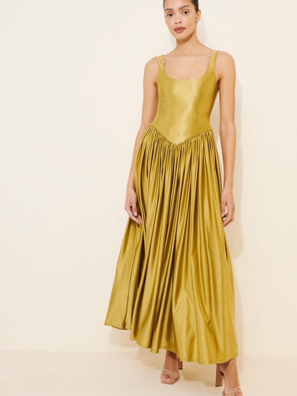 Oriana Gold Maxi Dress by Delfi size small